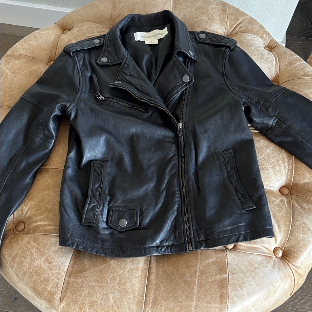 Treasure & Bond Black Leather Jacket Size S